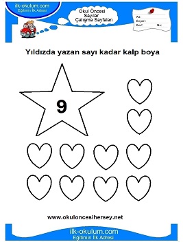 Çocuklar İçin Sayılar Çalışma Sayfaları 